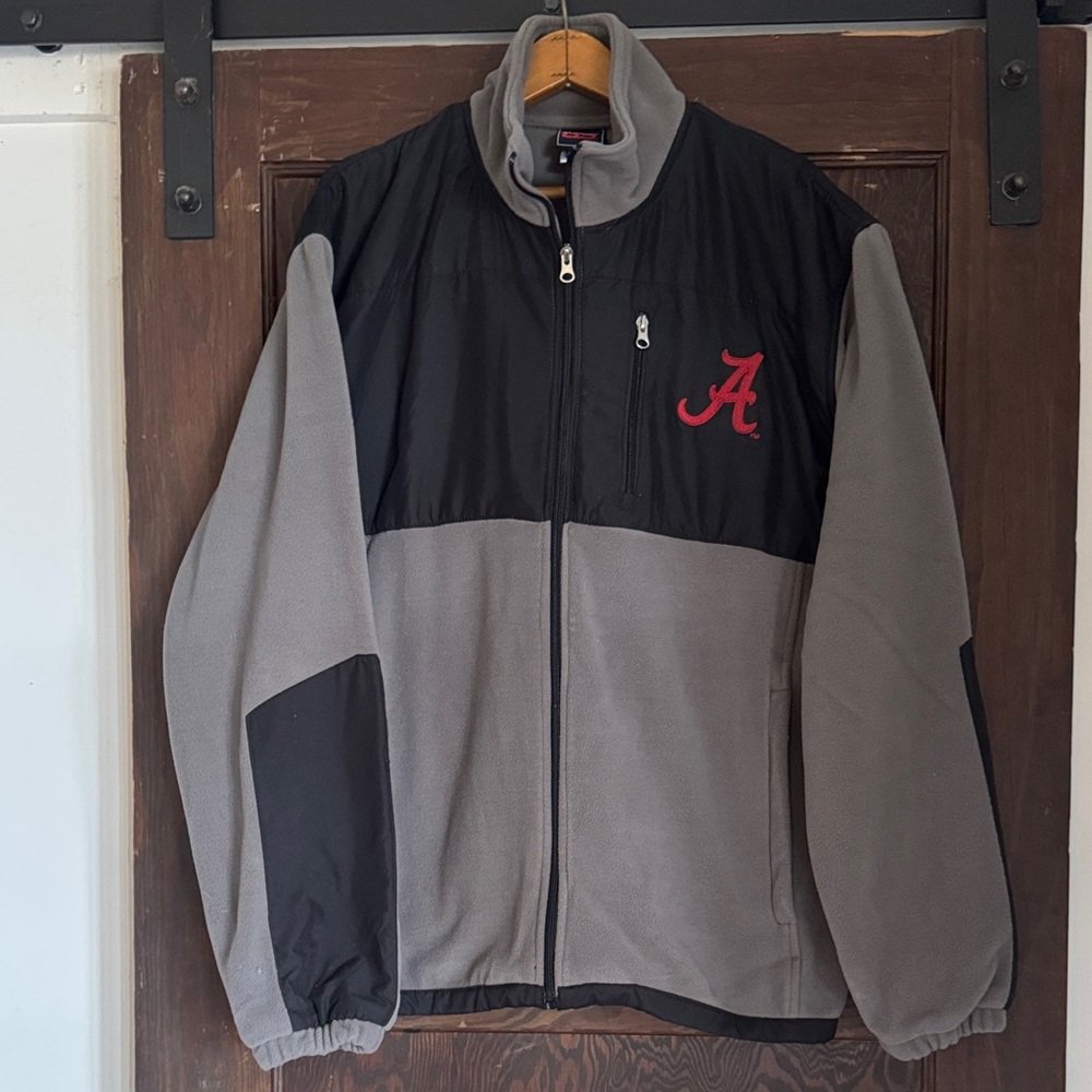 Men's Black and Gray Jacket with Red Logo